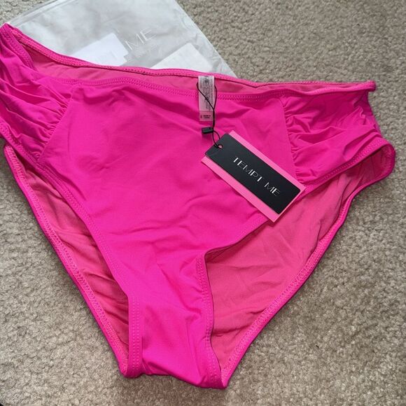 Tempt Me Women Bikini Bottoms Mid Waist Ruched Swim Bottom L NWT - Picture 7 of 10
